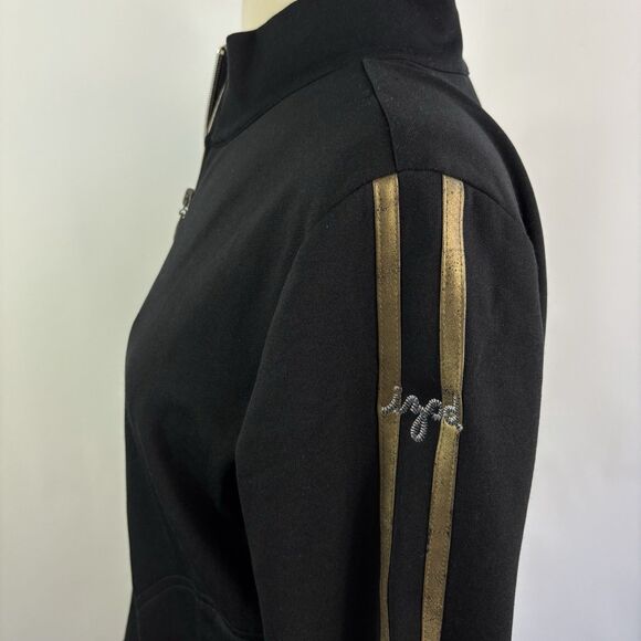 Izod Movement Womens Track Jacket Petite L black full zip Pickleball preppy Golf - Picture 3 of 16